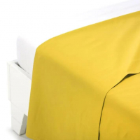 Caleffi Plain Yellow Cotton Flat Sheet - Double size bed