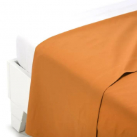 Caleffi Plain Orange Cotton Flat Sheet - Double size bed