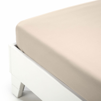 Caleffi Plain Ivory Cotton Fitted Sheet With Corners - Double size bed