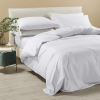 Caleffi Percalle Plain White Bed Linen Set  - King size bed, 4 Stücke