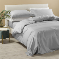 Caleffi Percalle Pearl Plain Bed Linen Set  - King size bed, 4 Stücke