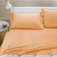 Caleffi Plain Peach Flannel Sheet Set - Einzel size bed, 3 Stücke