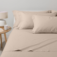 Caleffi Plain Beige Sheet Set - Doppel size bed, 4 Stücke