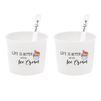 Easy Life Set 2 Porcelain Ice Cream Bowls Ø 8,5 Cm With Spoons In Colour Box Kitchen Elements