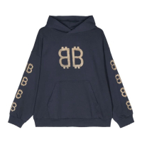 Balenciaga Sweatshirt à capuche  'Crypto Logo-Print Distressed' pour Hommes