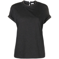 Brunello Cucinelli T-shirt 'Melange-Effect Turn-Up Cuff' pour Femmes