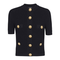 Balmain 'Embossed-Button' Kurzärmelige Strickjacke für Damen