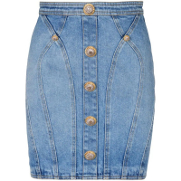 Balmain Women's 'Button-Embellishment' Denim Skirt