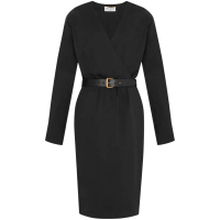 Saint Laurent Women's 'Belted Wrap' Midi Dress