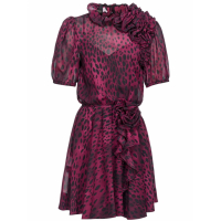 Pinko 'Floral-Appliqué Cheetah-Print Georgette' Mini Kleid für Damen