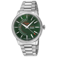 Gevril Men's Guggenheim Automatic 316L Stainless Steel Green Dial, 316L Stainless Steel Satin And Polished Bracelet Watch