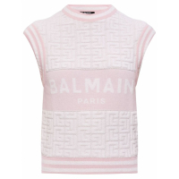 Balmain Gilet 'Intarsia-Knit Logo' pour Femmes