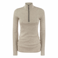 Brunello Cucinelli Pull 'Lightweight Ribbed Half Zip' pour Femmes