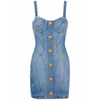 Balmain 'Button-Embellished Denim' Mini Kleid für Damen