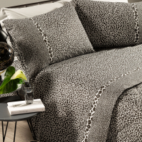 Caleffi Gray Leopard Sheet Set - King size bed, 4 Stücke