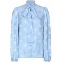 Dolce&Gabbana Women's 'Monogram-Jacquard Pussy-Bow' Shirt