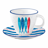 Easy Life Porcelain Cup And Saucer 250 Ml In Color Box Sardine'S Party