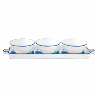 Easy Life Porcelain Appetizer Set 37X10 Cm With 3 Bowls Ø 10 Cm In Color Box Sardine'S Party