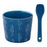 Easy Life Porcelain Ice Cream Cup Diameter 8.5 Cm With Spoon In Sea Life Box - Sea Hor Version