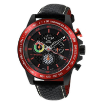 Gevril GV2 Men's Scuderia Black Dial Black Leather Chronograph Date Watch