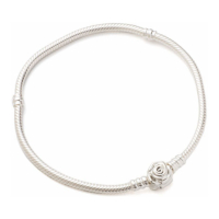 Pandora Women's 'Moments Rose In Bloom Clasp Snake Chain' Bracelet