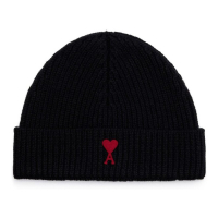 Ami Paris 'Logo-Embroidered Ribbed-Knit' Beanie