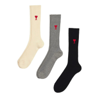 Ami Paris 'Logo-Embroidered' Socks - 3 Pairs