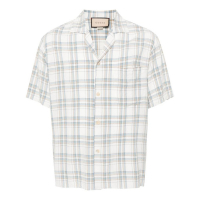 Gucci Men's 'Check-Pattern Logo-Patch' Short sleeve shirt