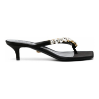 Versace Women's 'Crystal-Embellished Thong' High Heel Mules