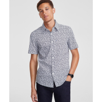 Michael Kors 'Slim-Fit Stretch Micro Floral Button-Down' Kurzärmeliges Hemd für Herren