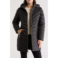 Michael Kors Women's 'Hooded Chevron Quilted Long' Puffer Jacket