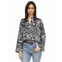 Michael Kors Women's 'Printed Button-Front Flare-Sleeve' Long Sleeve Blouse