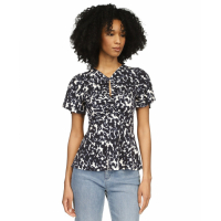 Michael Kors Women's 'Printed Flutter-Sleeve Keyhole' Short sleeve Top