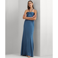 LAUREN Ralph Lauren Women's Beaded Halter Jersey Gown