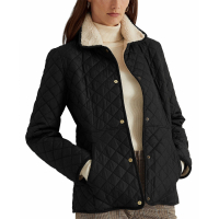 LAUREN Ralph Lauren Women's Faux-Sherpa-Collar Quilted Coat