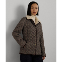 LAUREN Ralph Lauren Women's Faux-Sherpa-Collar Quilted Coat