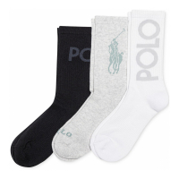 Polo Ralph Lauren Tonal Logo Crew Socks pour Femmes - 3 Paires