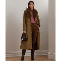 LAUREN Ralph Lauren Single-Breasted Faux-Fur-Collar Coat für Damen