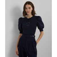 LAUREN Ralph Lauren Women's Lace-Up Puff-Sleeve Top