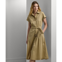 LAUREN Ralph Lauren Women's Belted Stretch-Cotton Blend Shirtdress