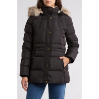 LAUREN Ralph Lauren Women's Faux Fur Trim Hooded Puffer Jacket