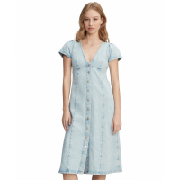 Tommy Jeans Short-Sleeve Button-Up Denim Midi Dress pour Femmes