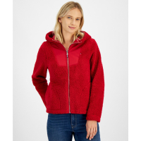 Tommy Hilfiger Sherpa Zip-Front Hooded Sweater pour Femmes