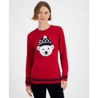 Tommy Hilfiger Women's Pom Beanie Bear Graphic Sweater