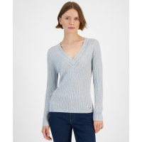 Tommy Hilfiger Metallic Ribbed V-Neck Sweater pour Femmes