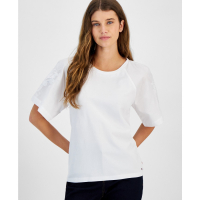 Tommy Hilfiger Crewneck Embroidered-Sleeve Top pour Femmes