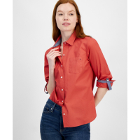 Tommy Hilfiger Women's Cotton Roll-Tab Button Shirt