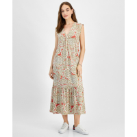 Tommy Hilfiger Women's Floral-Print V-Neck Tiered Midi Dress