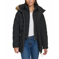 Tommy Hilfiger Women's Bibbed Faux-Fur-Trim Hooded Puffer Coat