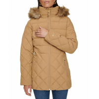 Tommy Hilfiger Women's Bibbed Faux-Fur-Trim Hooded Puffer Coat